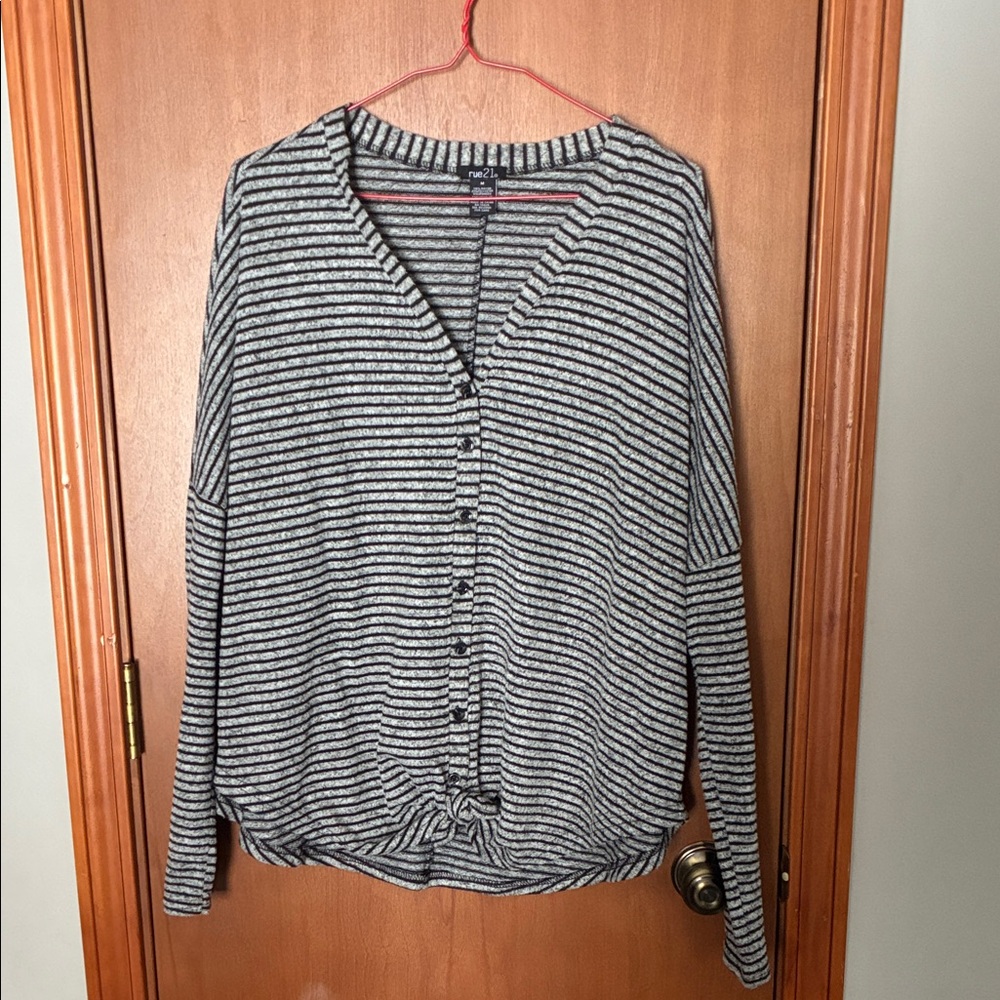 Rue21 Black and Grey Striped Sweater